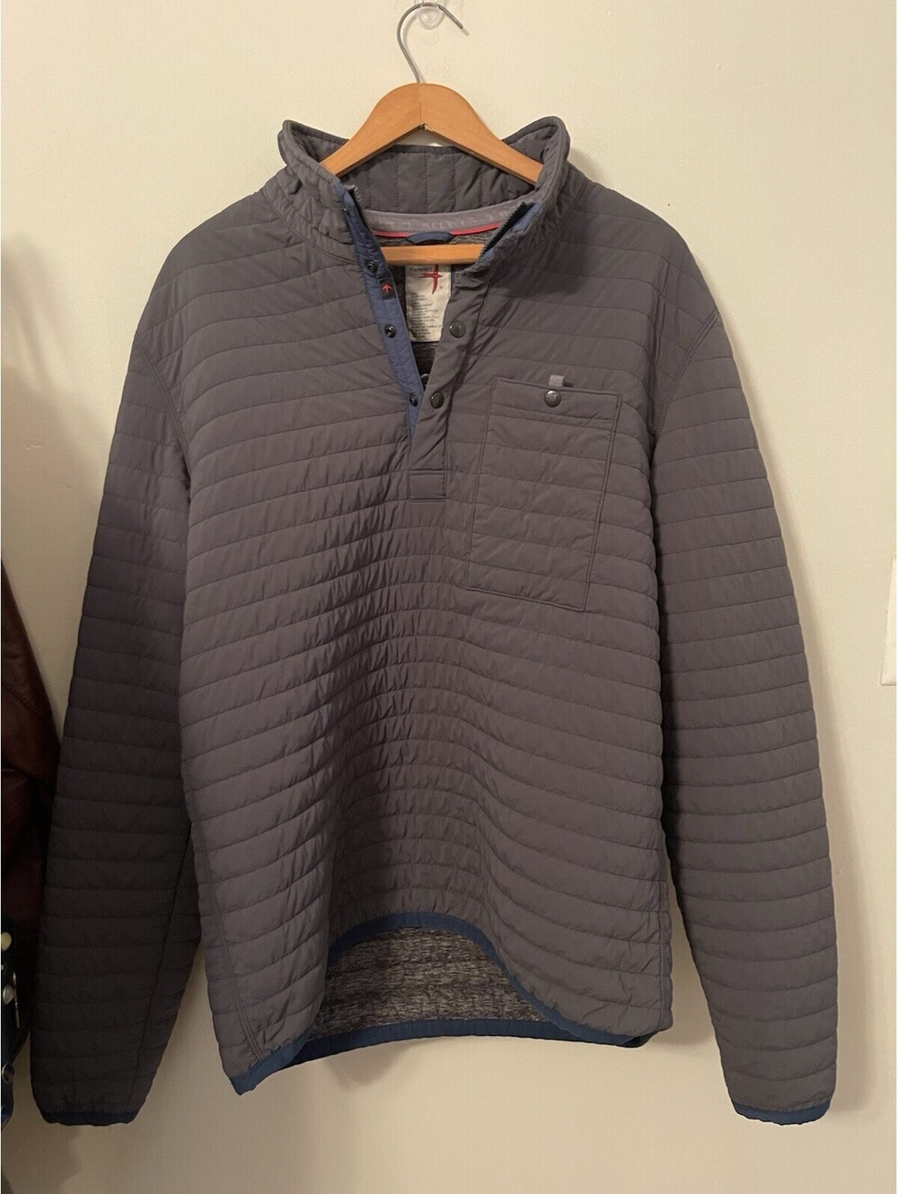 Relwen Quilted Windzip Quarter Popover Gray Large L EUC Men
